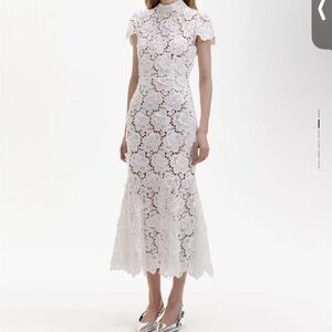 Selling Self Portrait WHITE FLOWER LACE MIDI DRESS